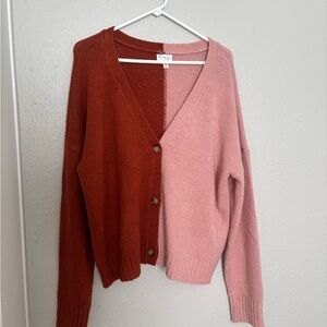 Colorblock V-Neck Cardigan Sweater